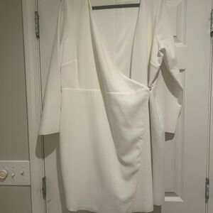 ASOS White Asymmetrical Dolman Sleeve Sheath Dress